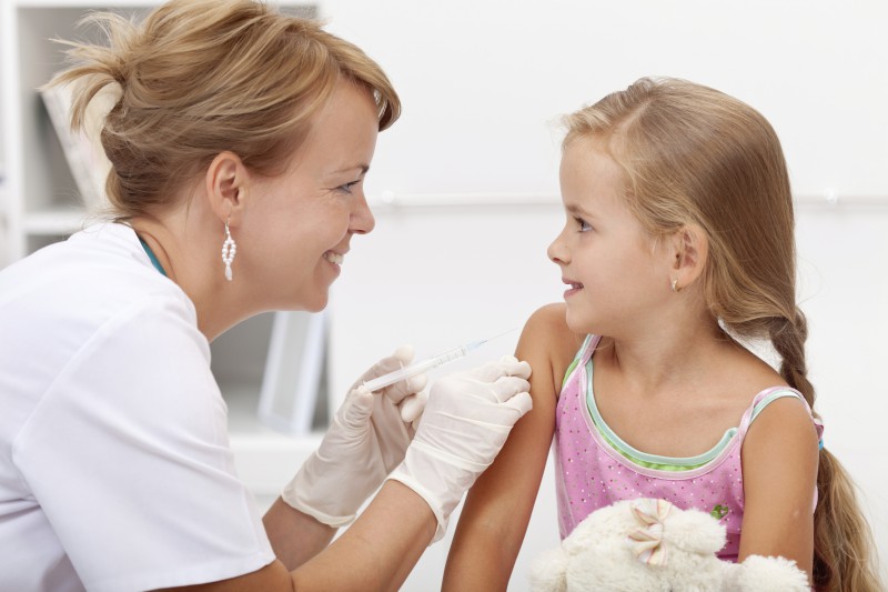 Girl getting a vaccination